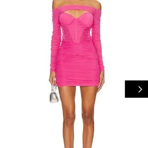 Chic Pink Ruched Dress Superdown Medium Revolve never worn